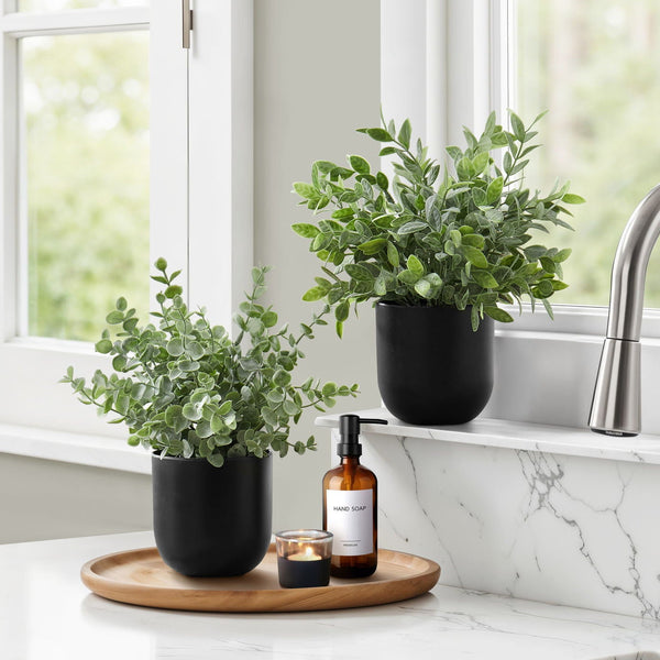 11" Tall, Artificial Plant, Eucalyptus Grass, Indoor, Faux, Fake, Table, Greenery, Potted, Decorative (Set of 2) - Green / Black - Best Buy Furniture