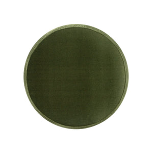 Edward - Round Upholstered Ottoman With Bullion Fringe - Olive Green