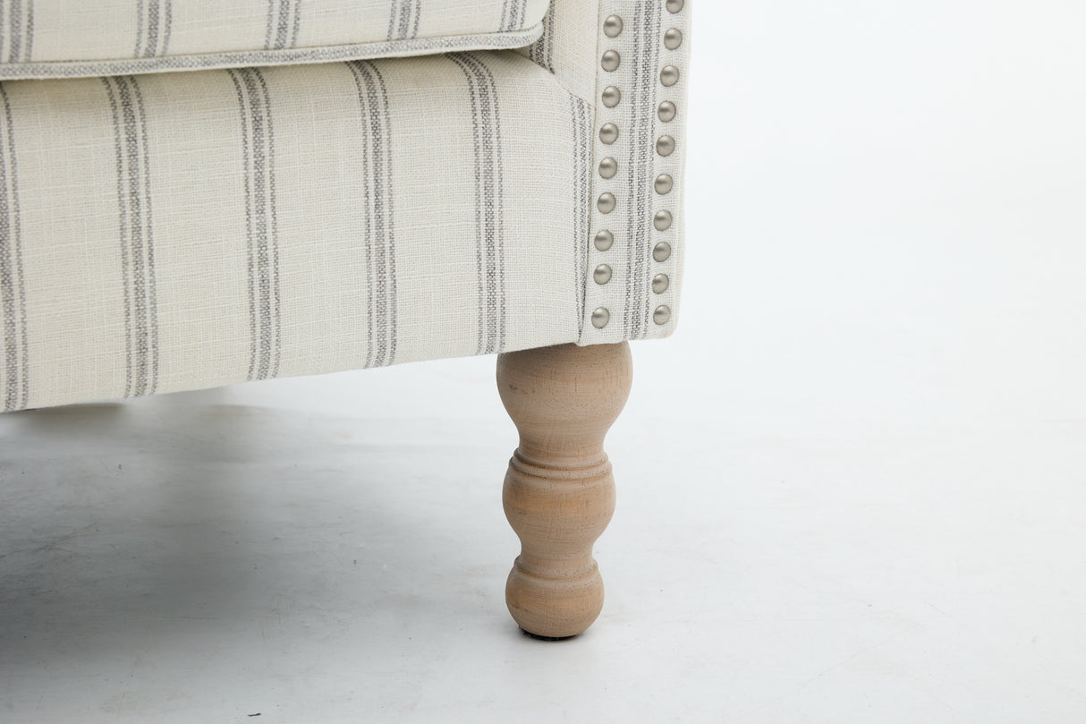 Modern Accent Chair with Retro Wood Legs and Floral Design