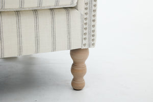 Modern Accent Chair with Retro Wood Legs and Floral Design