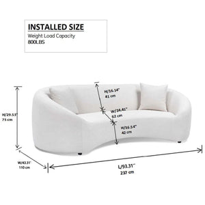 Curved 3 Seater Sofa For Living Room - White