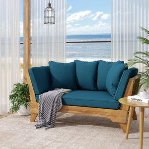 Outdoor Acacia Wood Expandable Daybed With Cushions - Best Buy Furniture