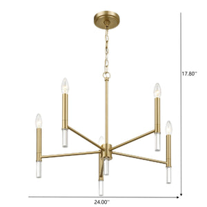 Courtyard - 5 Light Candle Chandelier - Clear / Gold
