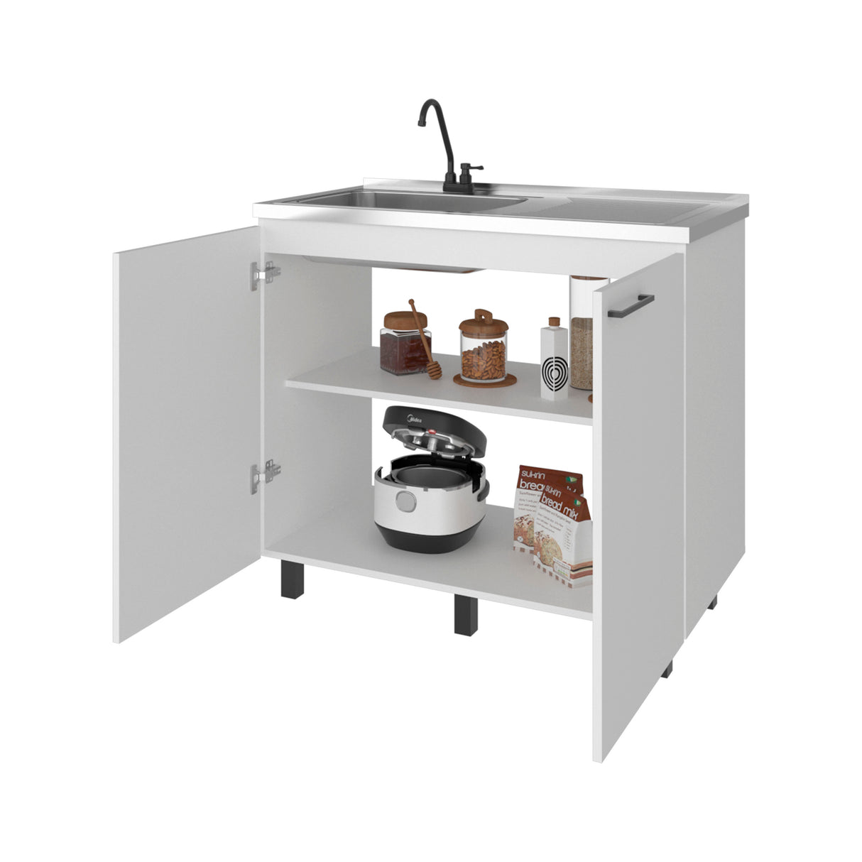 Gold Utility Sink Cabinet with 2 Doors and 3 Shelves