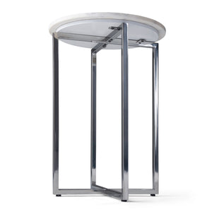 Marsden - Side Table With Polished Base - White / Silver