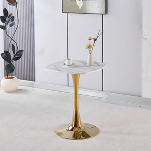 Square Tulip Dining Table For 2-4 People - Golden / White