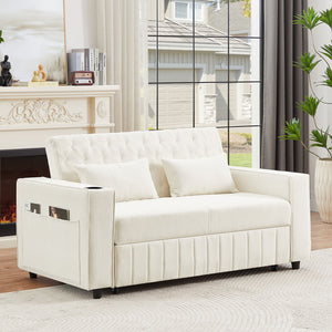 Pull-Out Sofa Bed Convertible Couch With Adjustable Backrest For Living Room