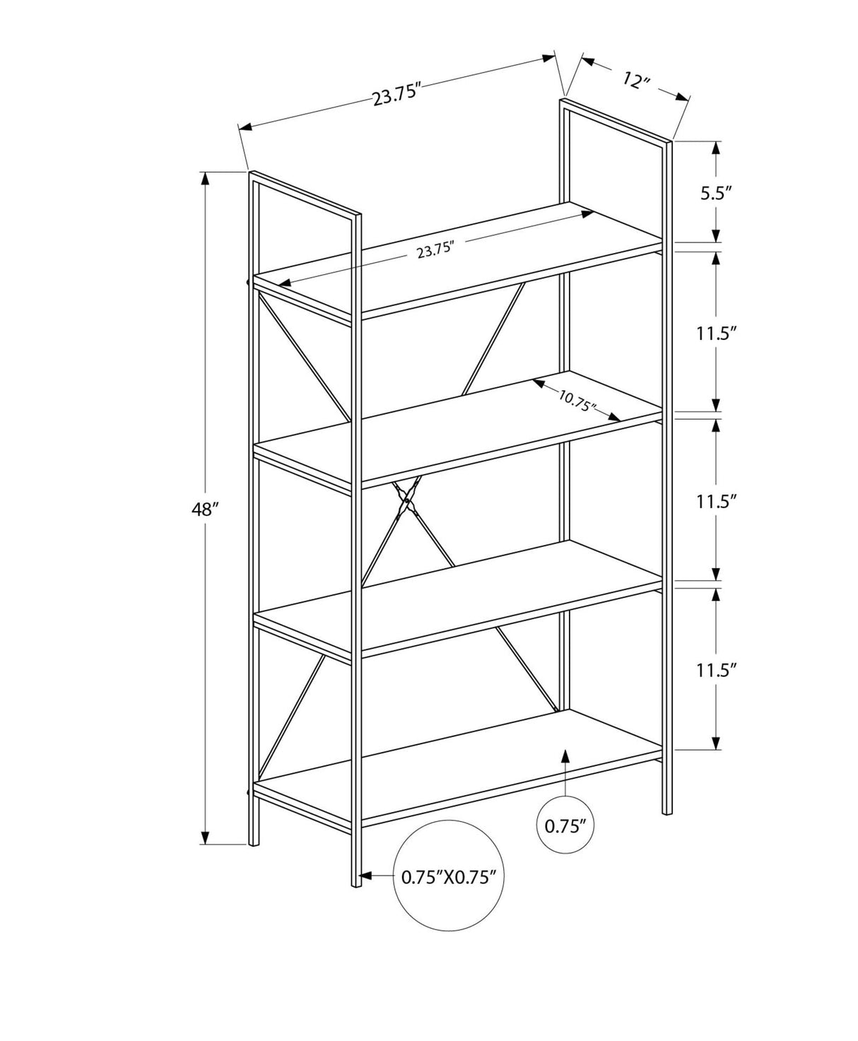 Bookshelf, Bookcase, 4 Tier, Office, Bedroom, Contemporary, Modern - Best Buy Furniture