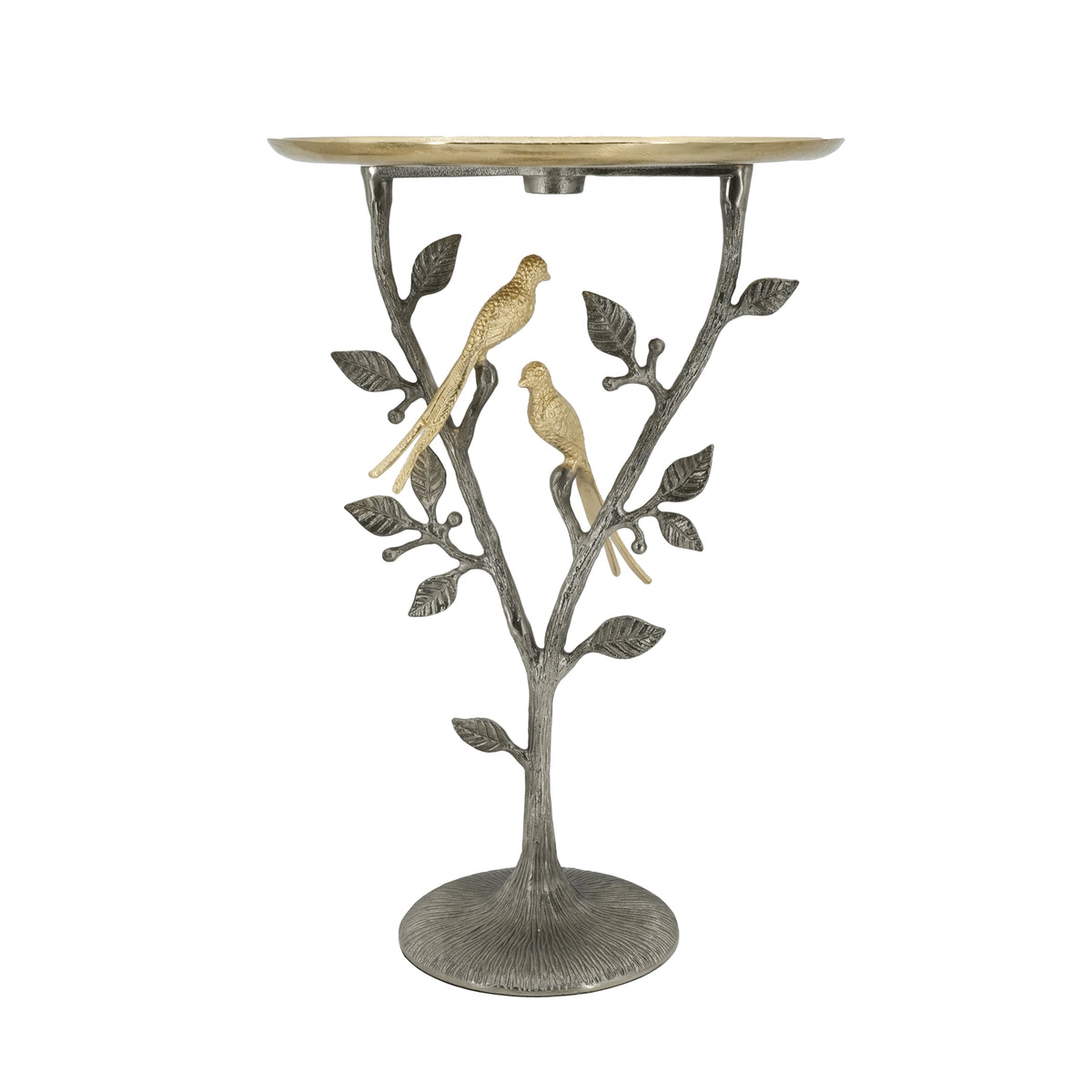 16x16x24" Metal Dual Bird Side Table with Round Tray