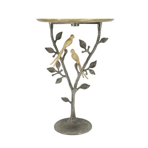 16x16x24" Metal Dual Bird Side Table with Round Tray