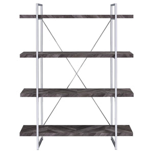 Herringbone - Bookcase With Full Length Shelf - Gray