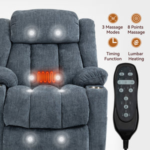 Chenille Power Lift Recliner Chair with Massage & Heating