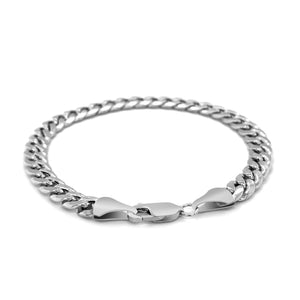6.7mm 14k White Gold Miami Cuban Semi Solid Bracelet