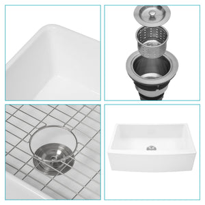 Farmhouse Sink, Apron Front Single Bowl With Arch Edge Design