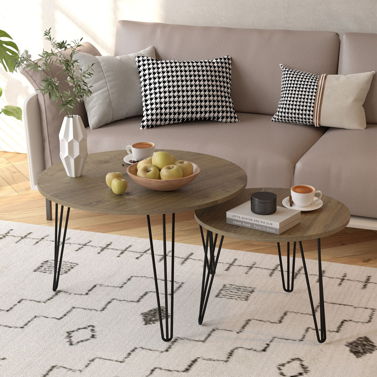 Round Nesting Coffee Table For Living Room (Set of 2)