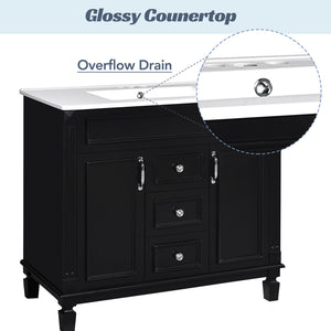 Bathroom Vanity With Top Sink, Basin On Cabinet With 2 Soft Closing Doors And 2 Drawers