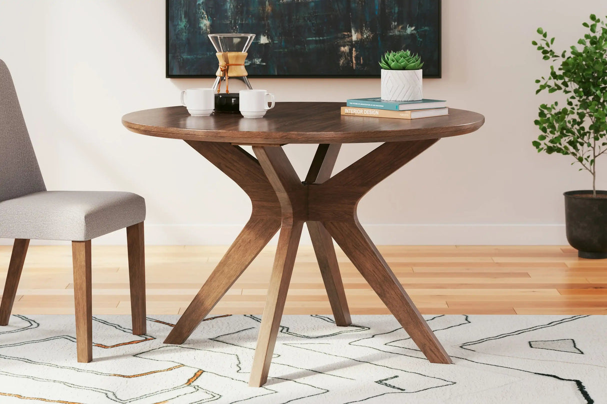 Lyncott - Round Dining Room Table - Brown - Best Buy Furniture
