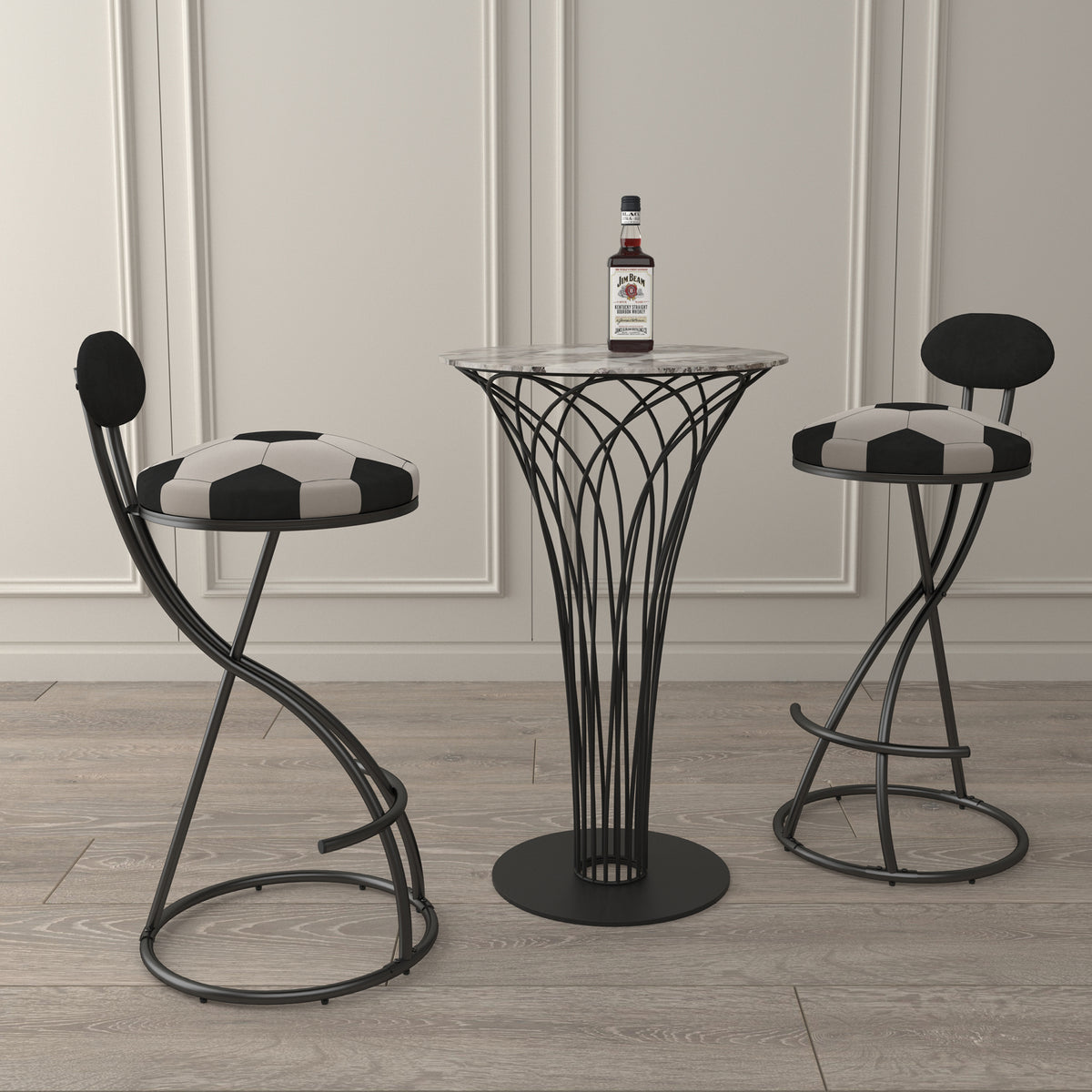 Upholstered S-shaped Barstools Set of 2