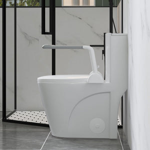 Upgraded Design Armrest, With Glossy Gw 007 1 Piece Toilet With Tornado Flush, Soft Close Seat, Dual Flush Map 1000G, Comfort Chair Seat - Gloss White