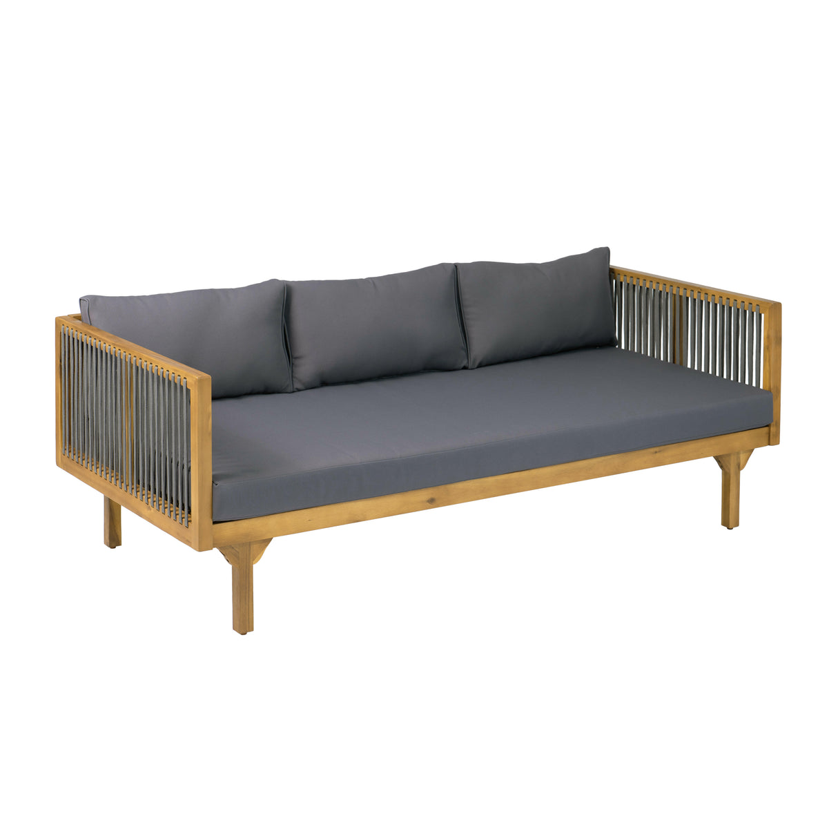 2-Piece Outdoor Patio Set: Sofa with Dark Grey Cushions