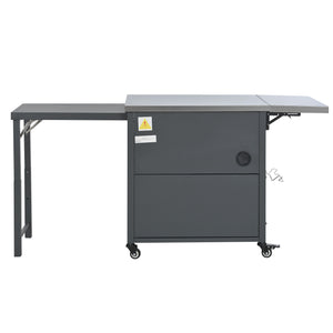 Foldable Outdoor Prep Station BBQ Cart With Trash Rack