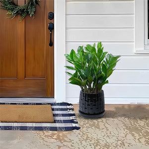 Handmade Ceramic Flower Pot with Groove Pattern