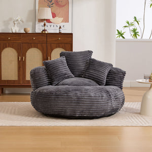 Oversized Bean Bag Chair With 3 Pillows & Armrest - Dark Gray