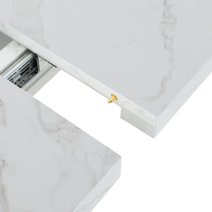 Modern Rectangle Dining Table With Stretchable Top, Storage Cabinet