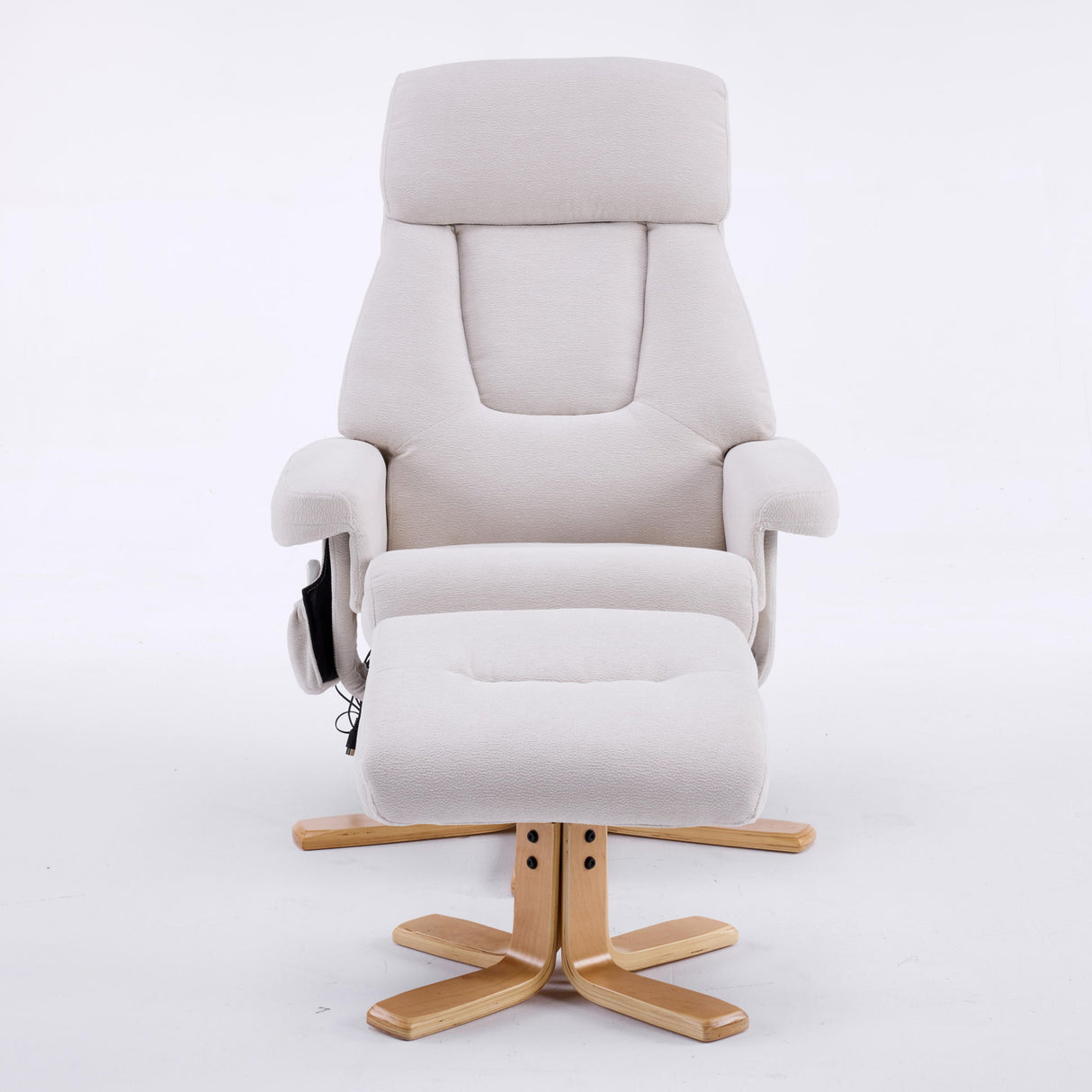 Upholstered Heated Massage 360° Swivel Accent Chair With Ottoman