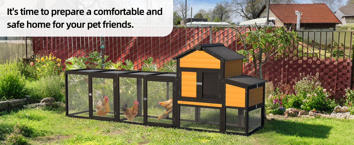 Outdoor Wooden Chicken Coop with Run