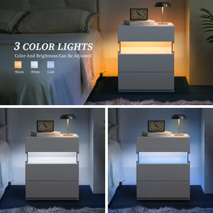 LED Nightstands with 3 Drawers