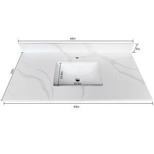 43-inch Quartz Bathroom Vanity Top with Undermount Single Bowl Sink