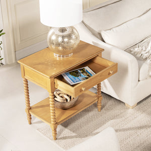 Easton 28" Modern Farmhouse Turned 1-Drawer Storage Side Table
