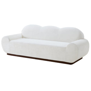 88 in. Round Arm Cloud Curved 3-Seater Modern Upholstered Chenille Sofa, Snow