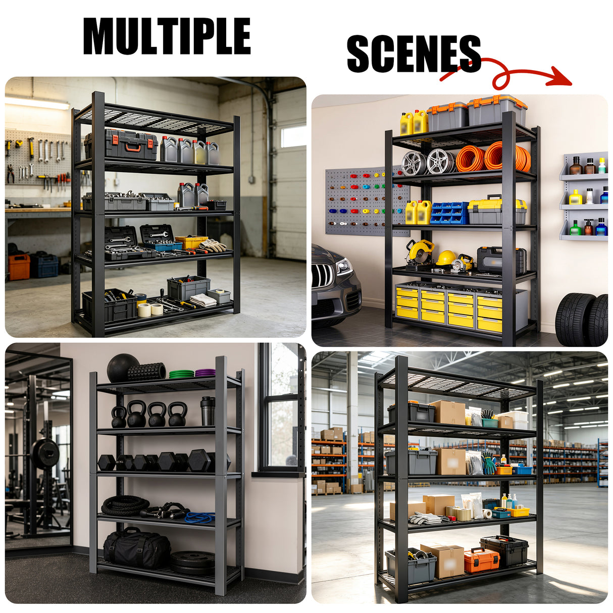 72"H 5-Tier Adjustable Heavy Duty Shelving Metal Mesh Storage Rack (3000 Lbs Loading Capacity) - Metal Shelf Organizer for Pantry, Garage, Kitchen - 60"W*23.6"D*72"H -