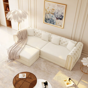 3-In-1 Convertible Sleeper Sofa With Movable Ottoman For Living Room