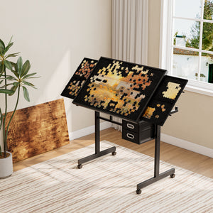 1000 Pieces Jigsaw Puzzle Metal Table with 4 Trays and 2 Drawers