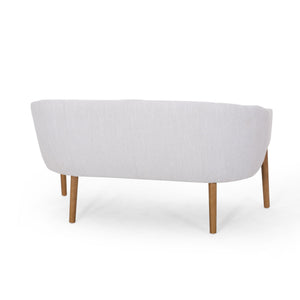 Mid Century Modern Loveseat With Channel Stitched Backrest