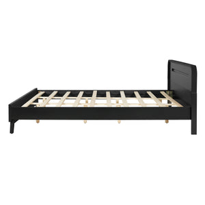Pine Solid Wood King Size Bed, Solid and Stable, No Box Spring Needed