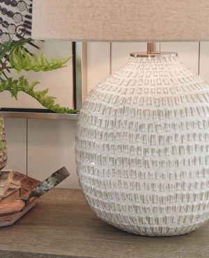 Jamon - Ceramic Table Lamp - Beige - Best Buy Furniture