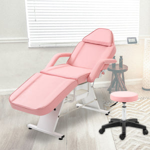 Massage Salon Tattoo Chair With Two Trays Esthetician Bed With Hydraulic Stool, Multi-Purpose 3-Section Facial Bed Table, Adjustable Beauty Barber Spa Beauty Equipment