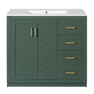 Bathroom Vanity With Sink Combo, Storage Cabinet, Freestanding Set With 3 Drawers & Soft Closing Doors
