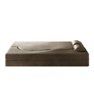Modern Floor Sofa With 2 Pillows, Convertible Twin Size Folding Mattress For Living Room