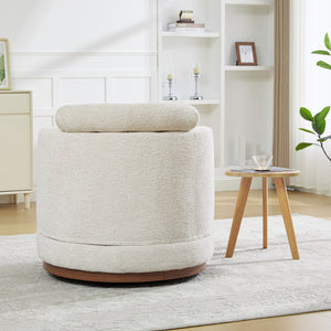 33.86" Swivel Barrel Chair with Chenille Upholstery