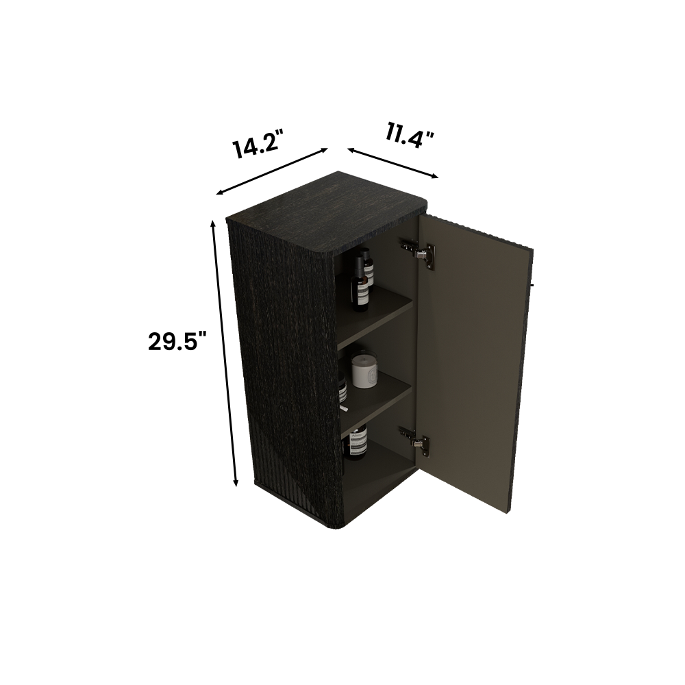 Etna Floating Bathroom Cabinet, 14-Inch, Black Striped, Wall-Mounted
