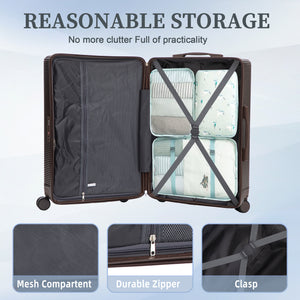 3 Piece ABS Spinner Wheel Luggage Set - Brown