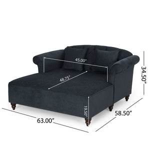 Upholstered Chaise Lounge With Scroll Arms, Turned Legs And 2 Pillows - Best Buy Furniture