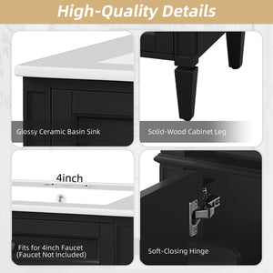 Bathroom Vanity With 2 Doors And Tip Out Drawer, Soft Closing Hinges