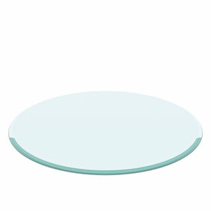 Round Tempered Glass Table Top Clear Glass, Thick Beveled Polished Edge - Black