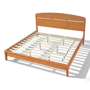 King Size Solid Wood Platform Bed with Curved Headboard